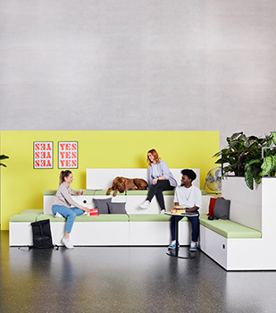 hali 4Cubes Popup Raumlösung mit Tisch und Trennwänden